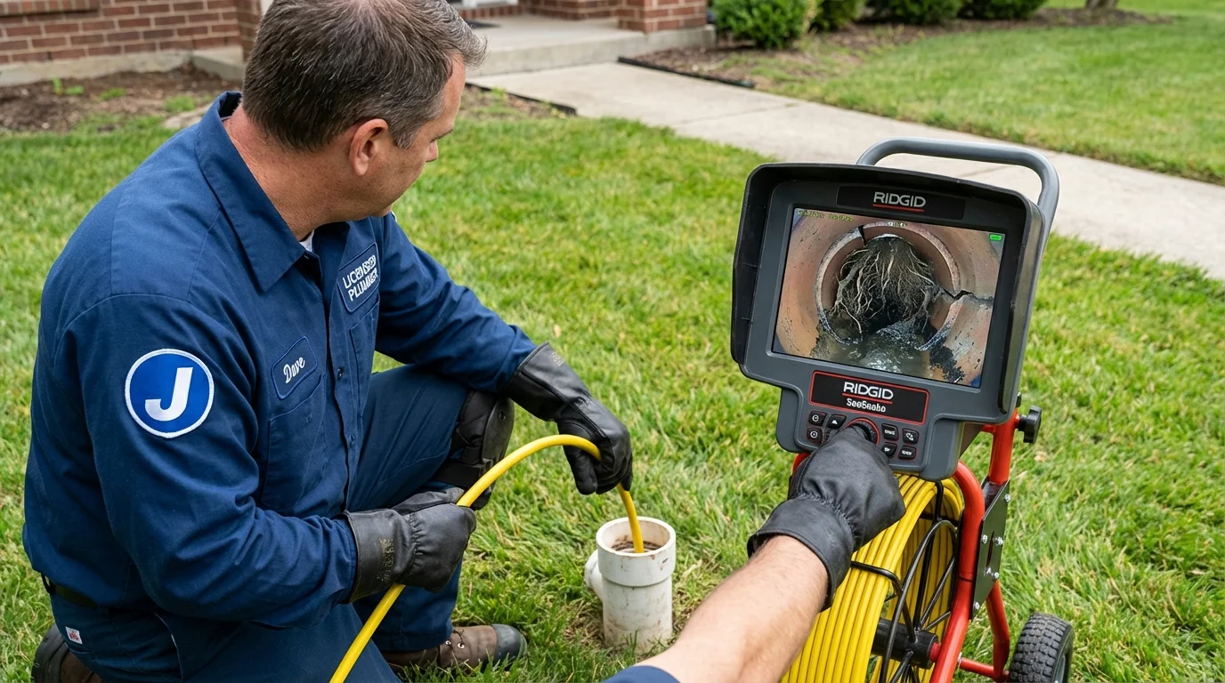 Sewer camera inspection being performed by Johns Plumbing LLC in Truman