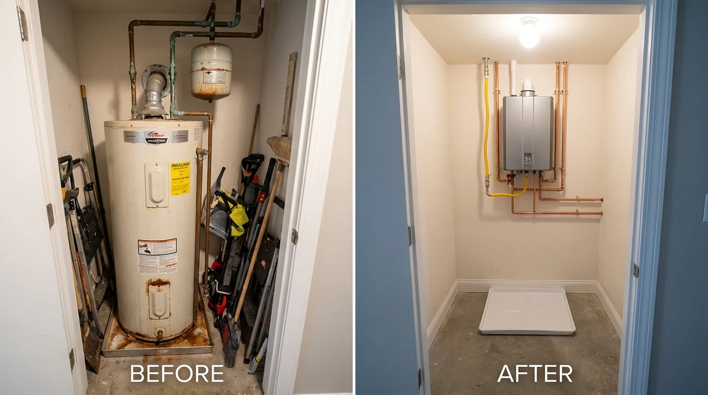 Tank water heater versus wall-mounted tankless unit comparison for Truman, MN homeowners